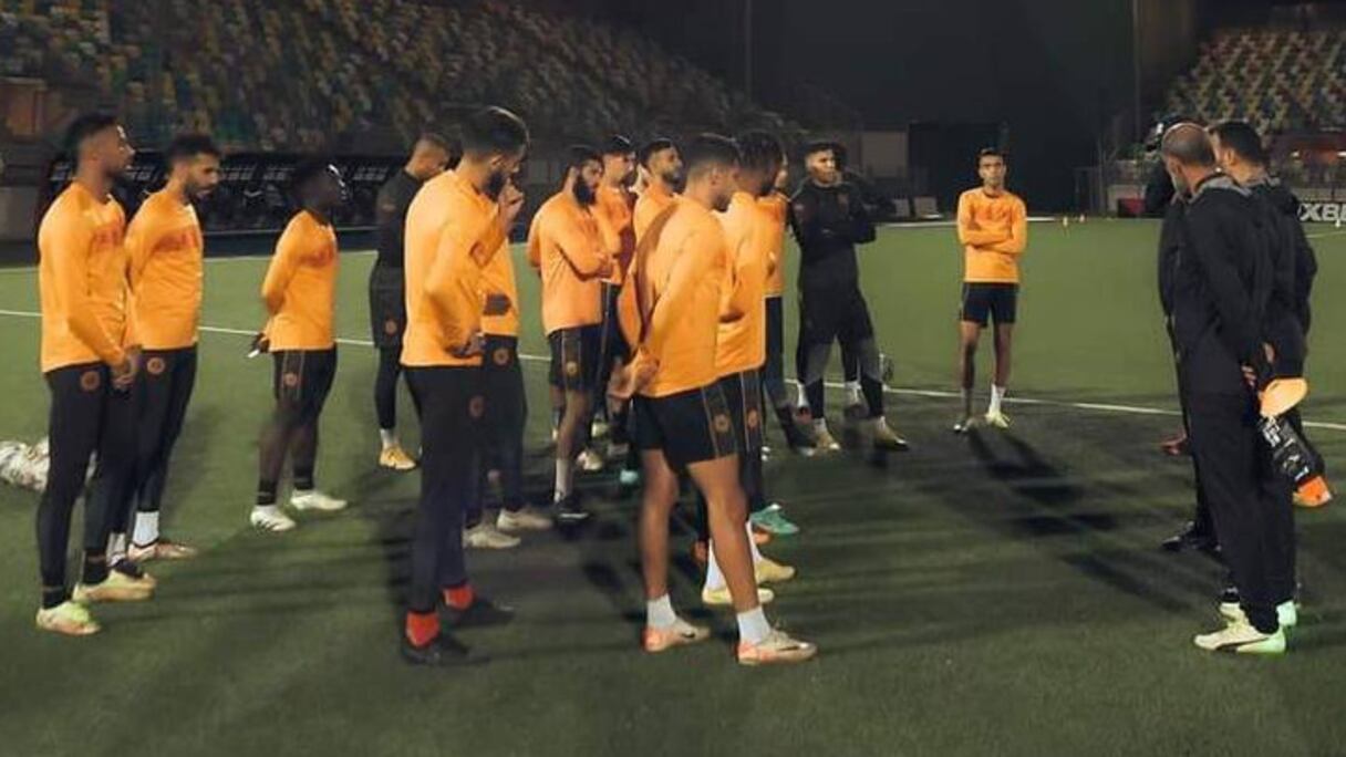 Image de la dernière séance d'entrainement de la RS Berkane au stade des Martyrs de Benina à Benghazi.