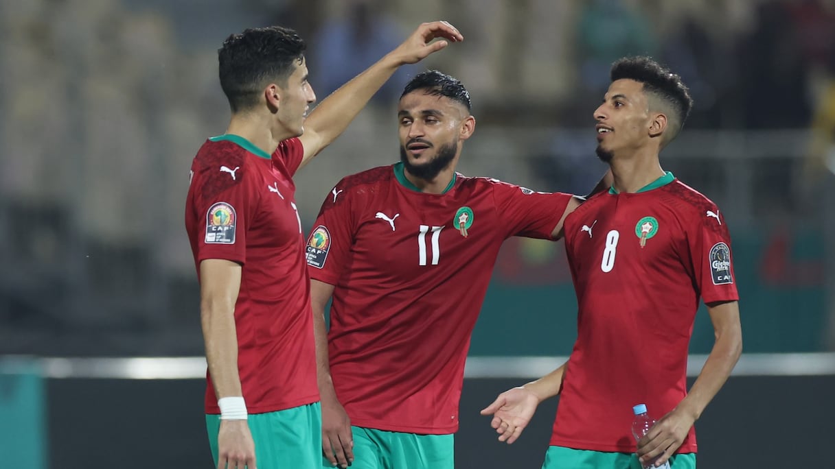 De gauche à droite, Nayef Aguerd, Sofiane Boufal et Azzedine Ounahi face au Ghana, le lundi 10 janvier 2022.