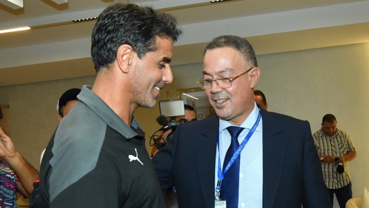 Fouzi Lekjaa, président de la FRMF, et Said Chiba, entraineur de l'équipe nationale U17.