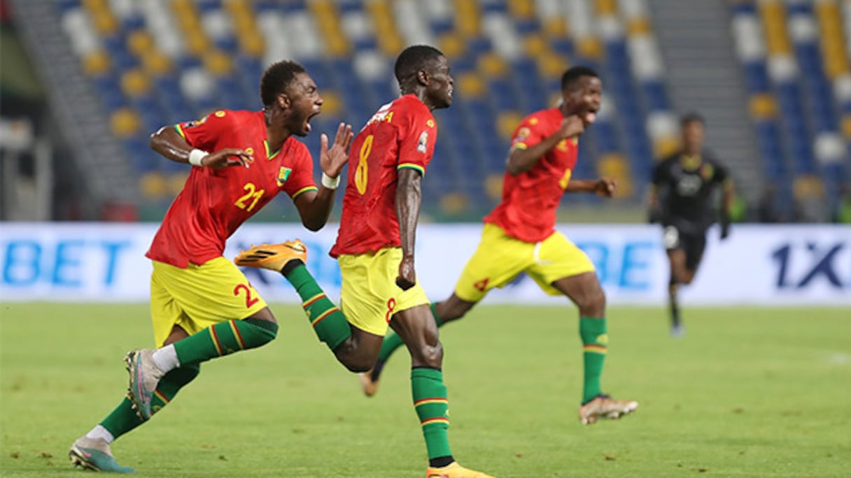 Les joueurs de la sélection de Guinée U23 jubilent après leur qualification aux demi-finales de la CAN