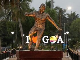 Une statue de Cristiano Ronaldo à Goa, au sud-ouest de l'Inde.
