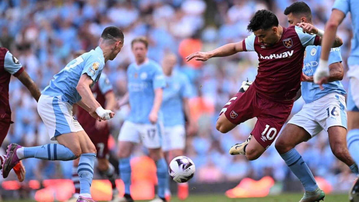 Lucas Paqueta, milieu brésilien de West Ham. Ici lors d'un match contre Manchester City.