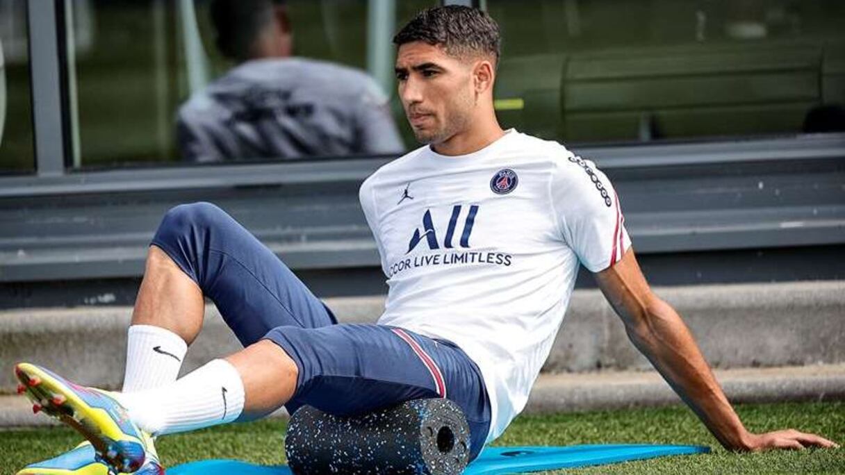 Achraf Hakimi lors de son premier entrainement au PSG.