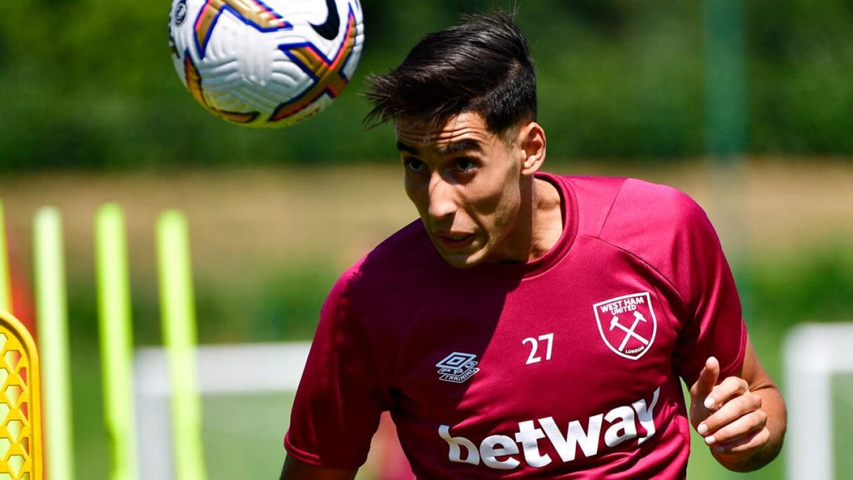 Nayef Aguerd à l'entraînement avec West Ham.