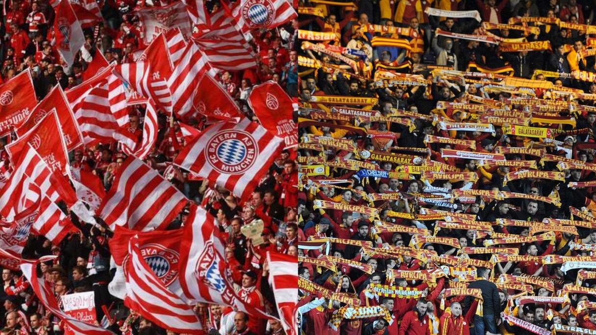 Supporters du Bayern et de Galatasaray (Montage).