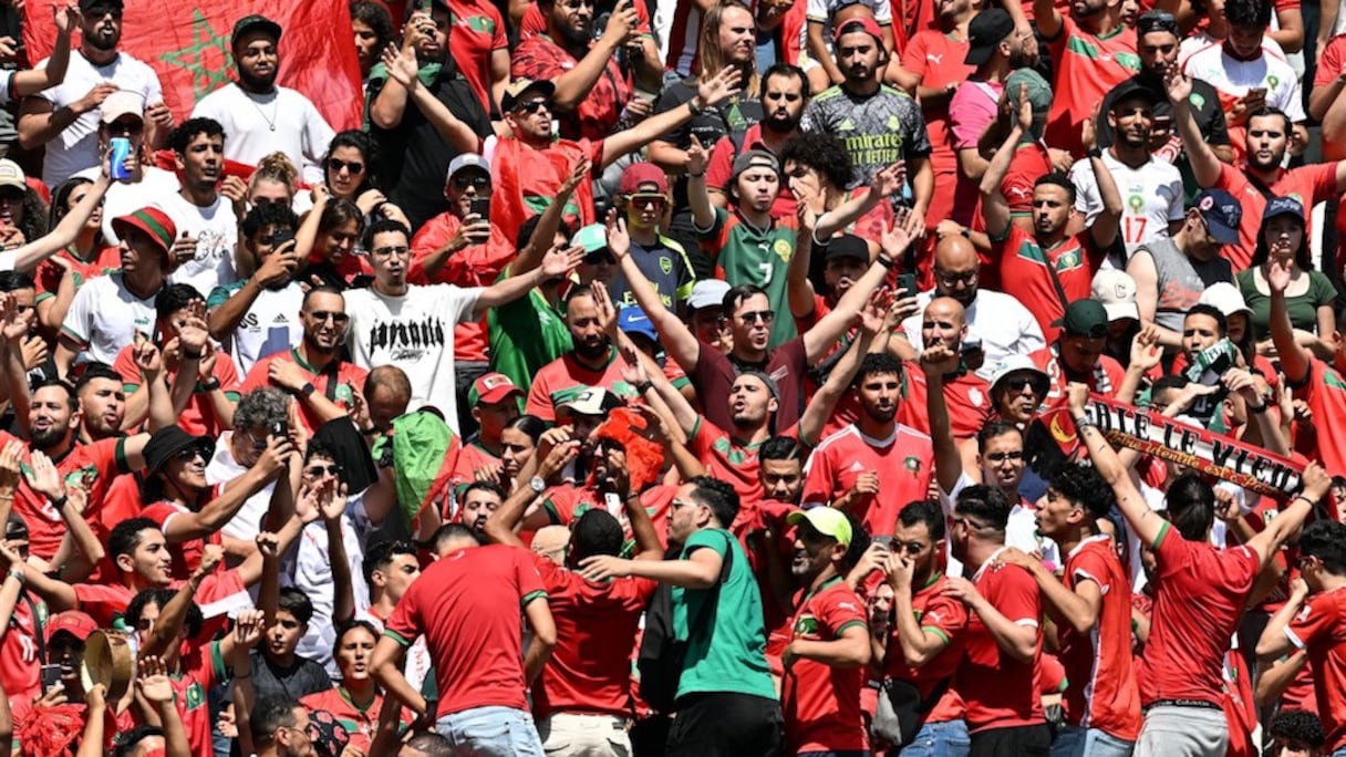 Les supporters marocains présents en masse au stade Geoffroy-Guichard de Saint-Etienne.