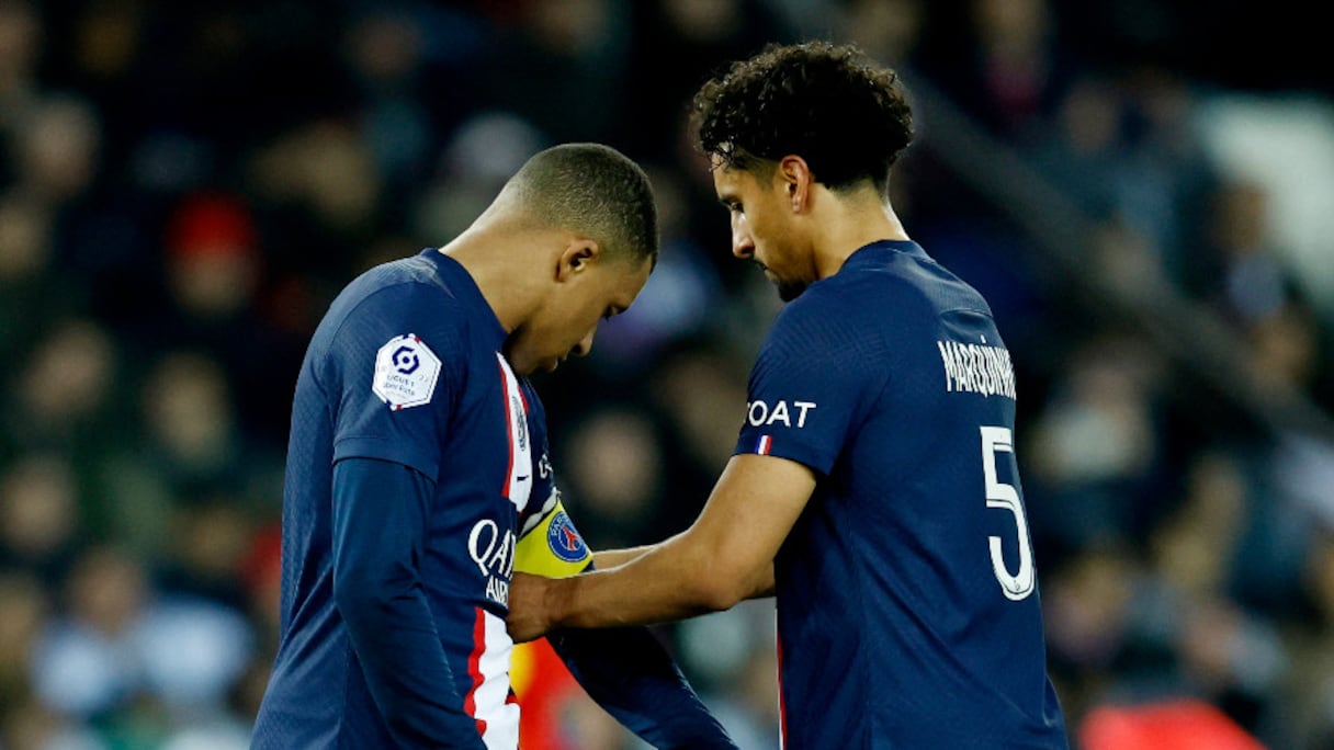 Marquinos et Mbappé, joueurs du PSG