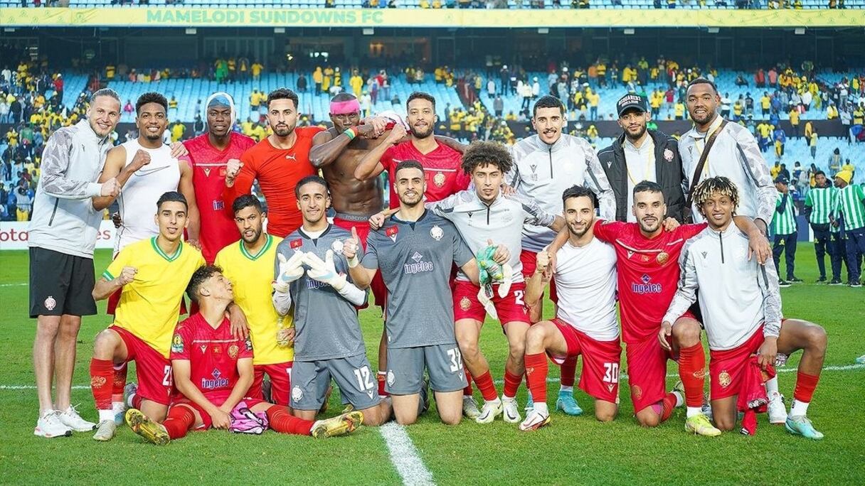 Le Wydad après la qualification pour la finale de la Ligue des champions face à Mamelodi Sundowns à Pretoria, le 20 mai 2023.