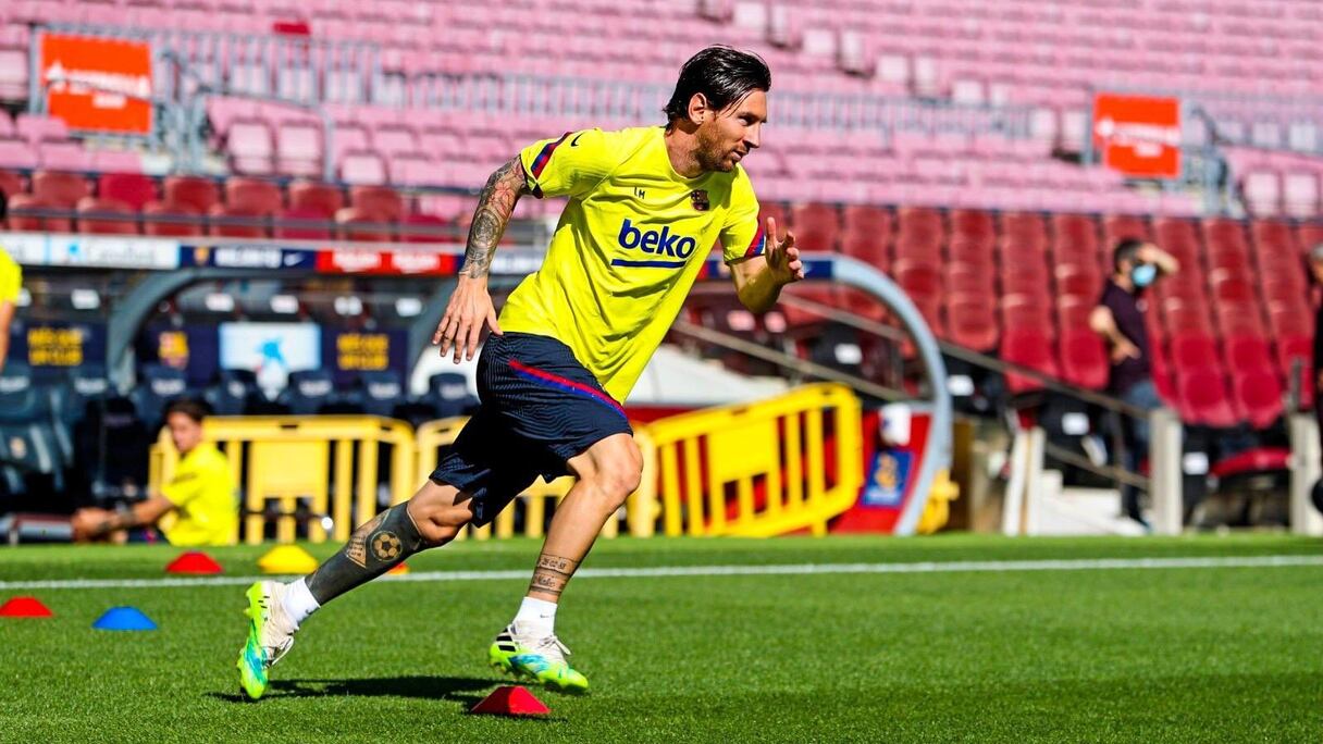Lionel Messi aux entraînements.