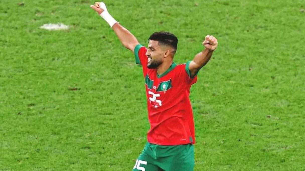 Yahya Attiat-Allah avec les Lions de l'Atlas lors du Mondial 2022.