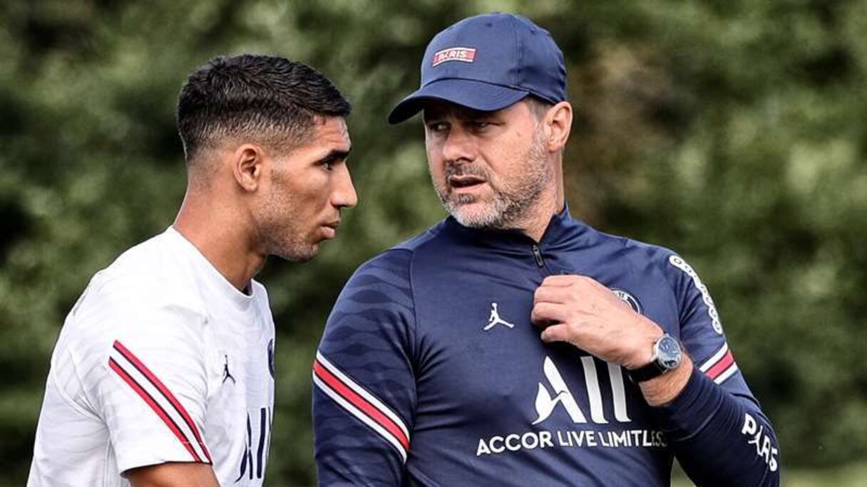 Achraf Hakimi et son nouvel entraineur Mauricio Pochettino.