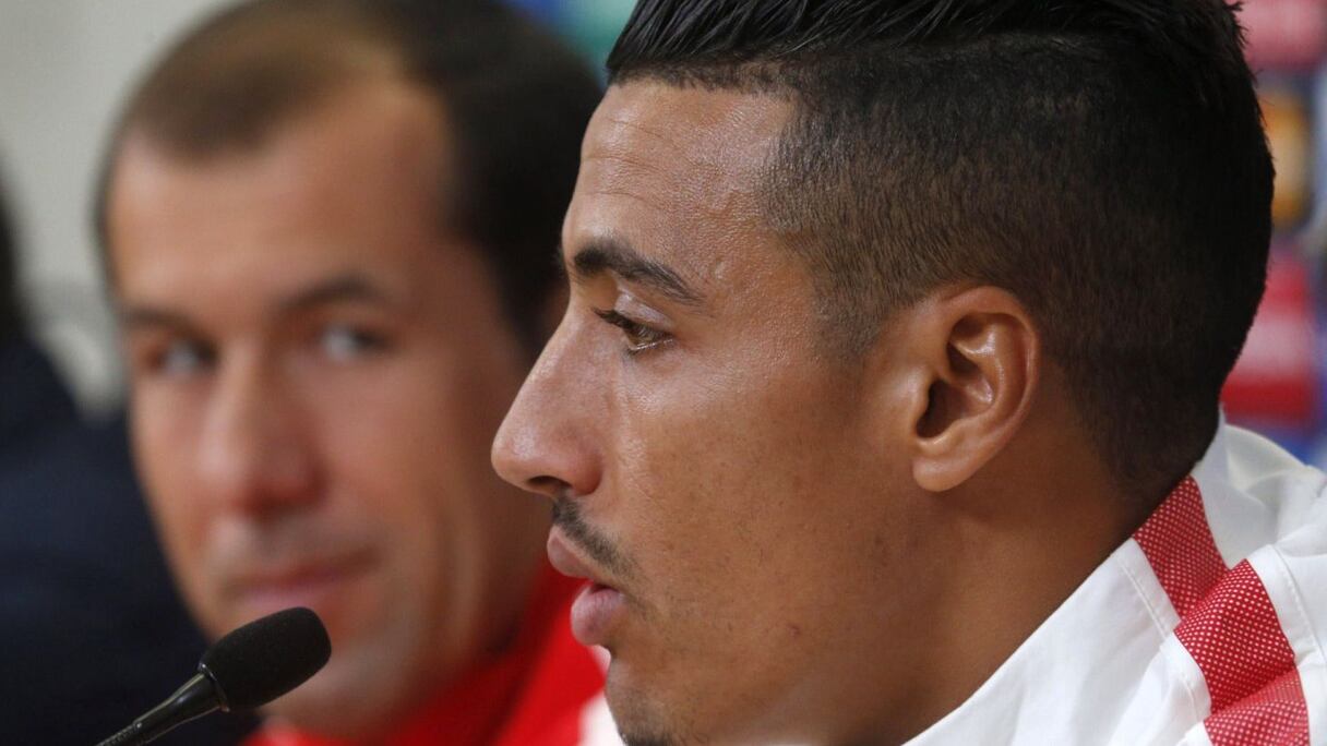 Nabil Dirar avec l'entraineur de l'ASM, Leonardo Jardim.