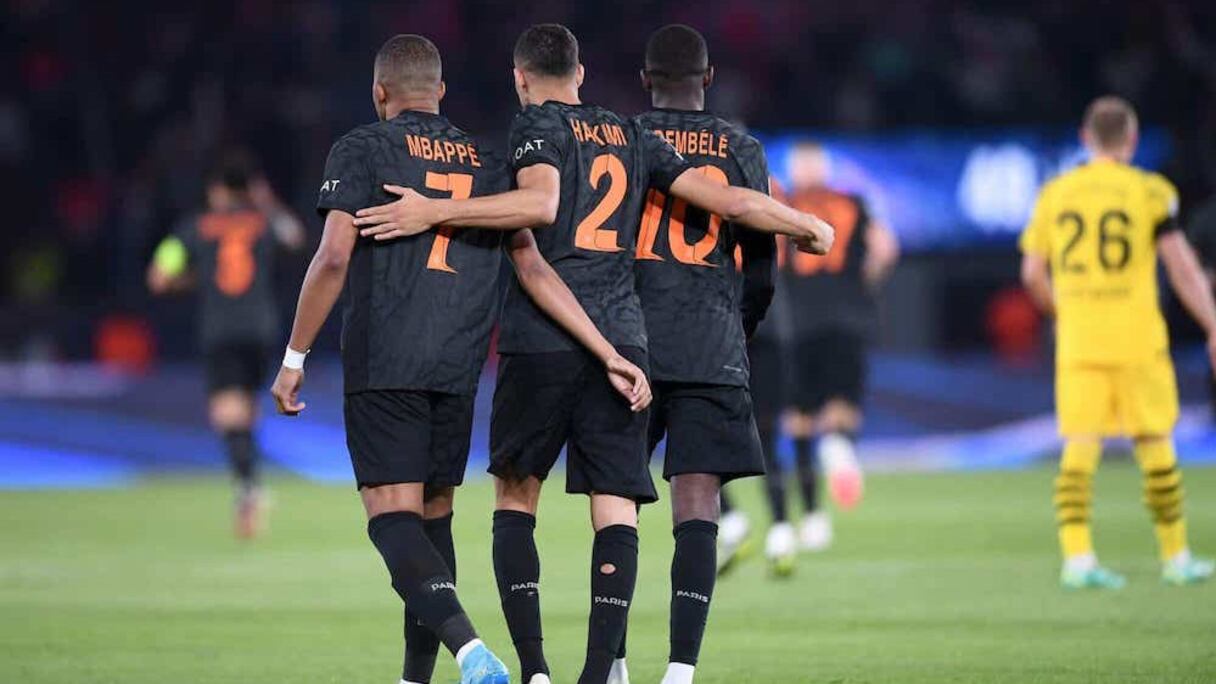 Kylian Mbappé, Achraf Hakimi et Ousmane Dembélé.