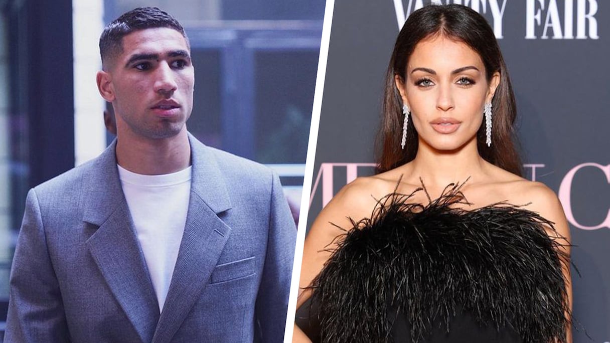 Achraf Hakimi et Hiba Abouk (Photomontage).