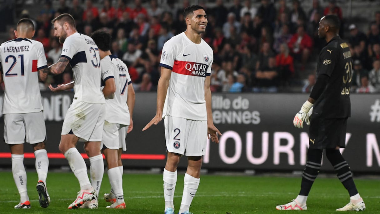 Achraf Hakimi après son but contre Rennes, le 8 octobre 2023.