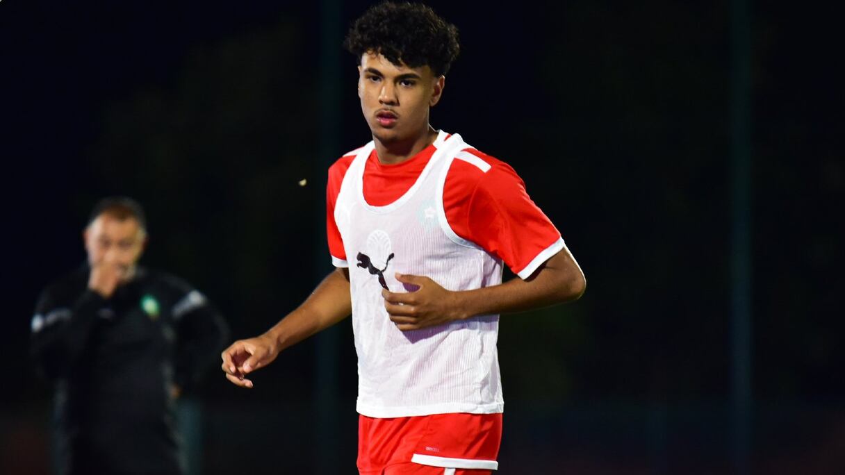 Première séance d'entraînement d'Adam Aznou, avec les Lions de l'Atlas.
