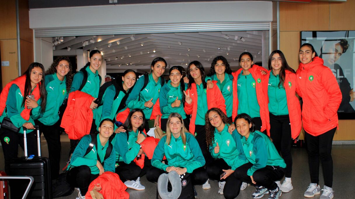 Les Lioncelles de l'Atlas à l’Aéroport International Mohammed V de Casablanca au départ pour l'Égypte ce lundi 15 janvier.