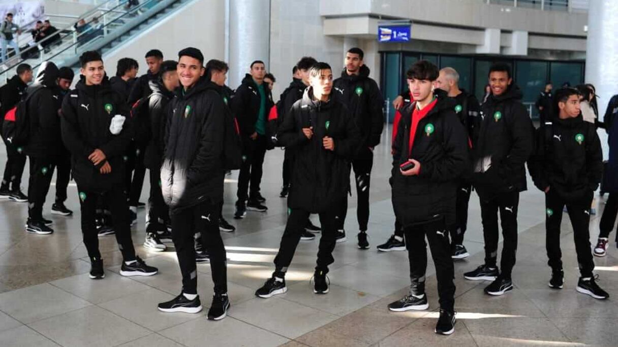 Les Lionceaux de l’Atlas à l’aéroport international d’Alger Houari Boumediene, le 15 mai 2023.