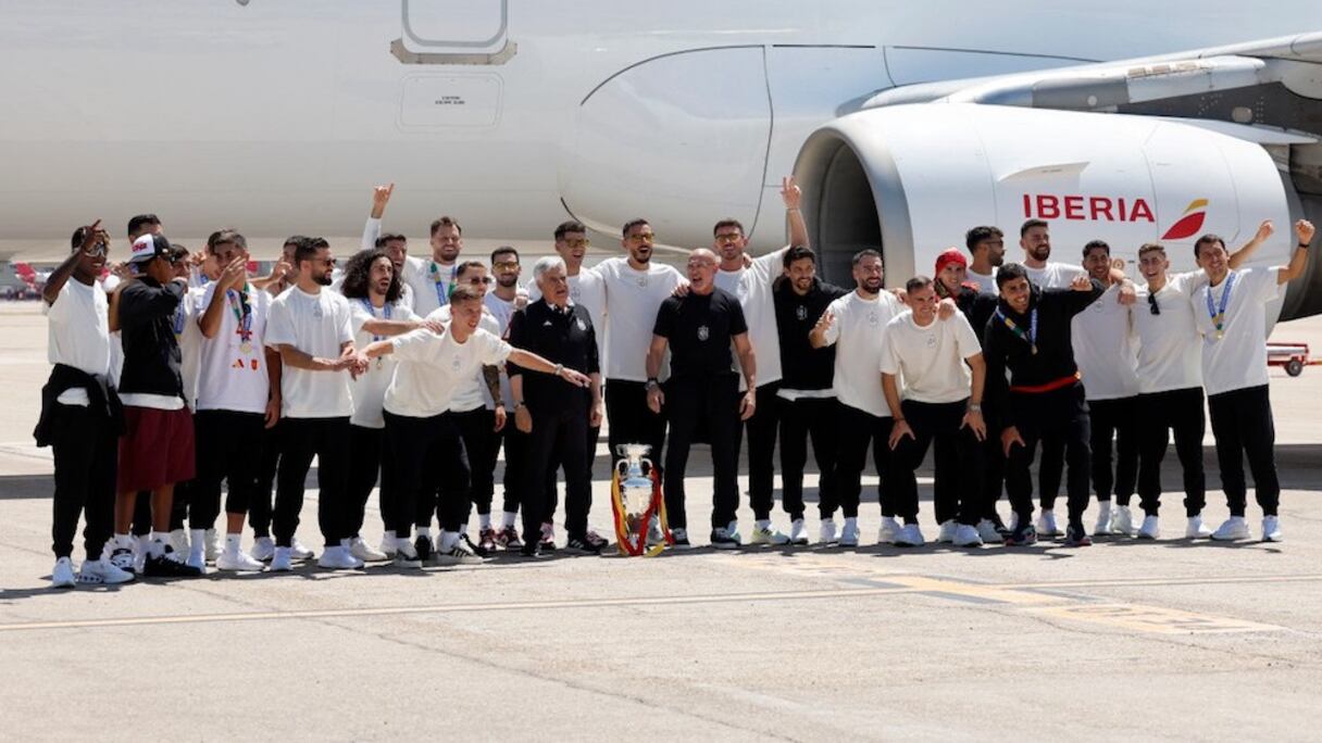 La sélection espagnole, victorieuse de l'Euro 2024, à Madrid.