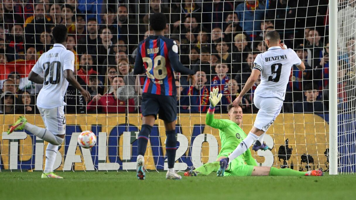 Karim Benzema contre le FC Barcelone, le mercredi 5 avril 2023.