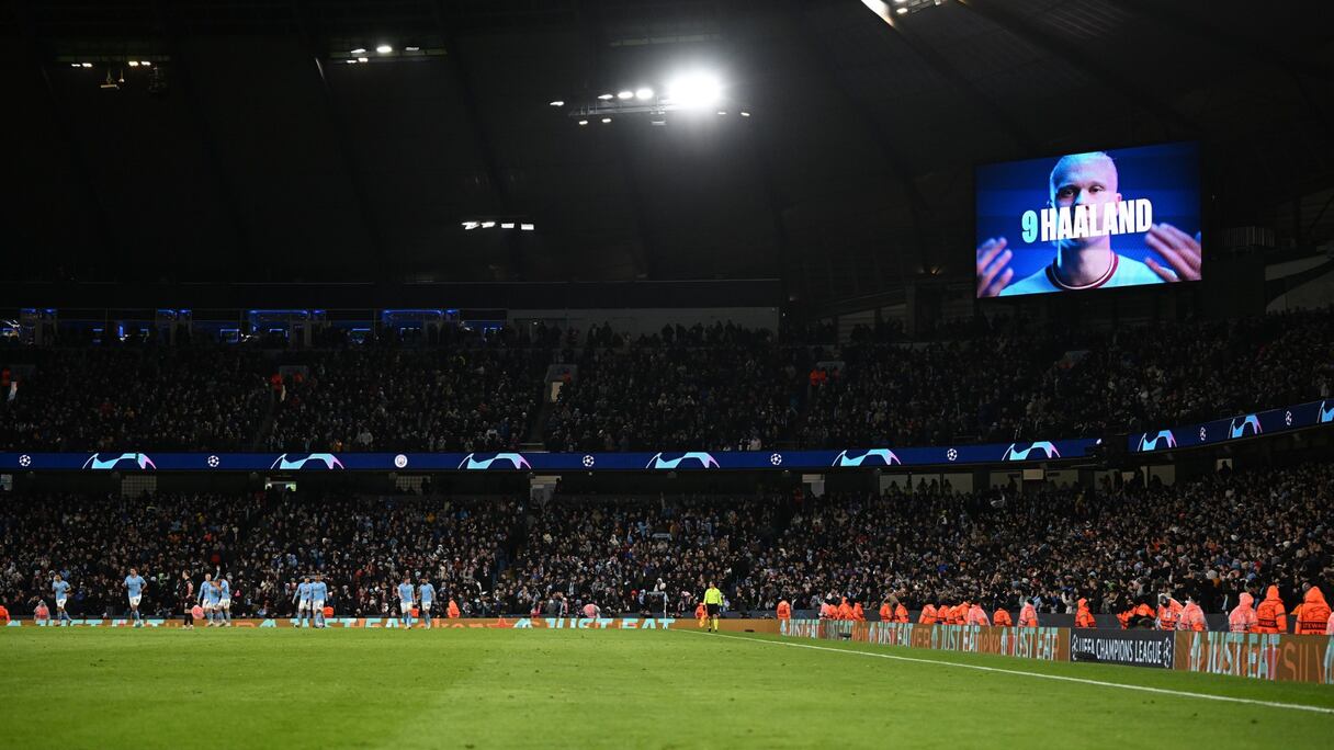 Etihad Stadium, enceinte du club de Manchester City, le mardi 14 mars 2023 lors de City-Leipzig.