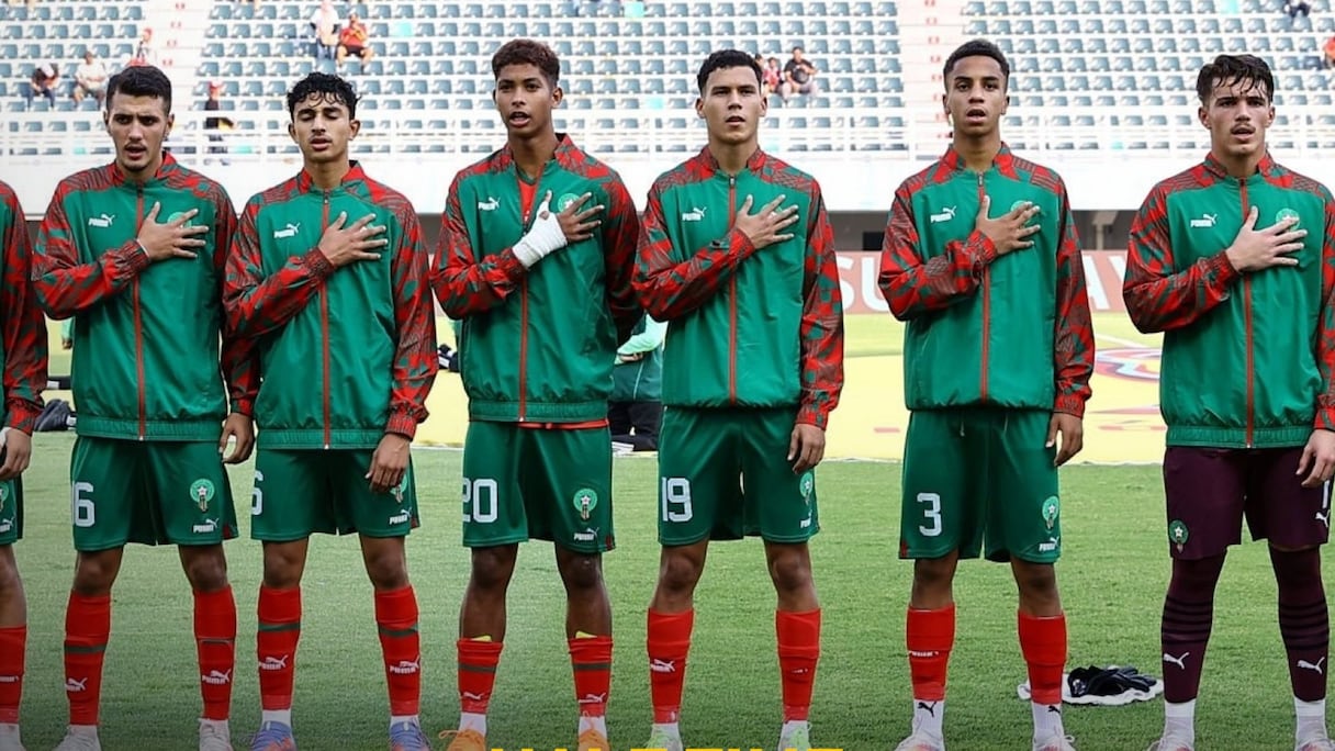 Les Lionceaux de l'Atlas U17 avant Maroc-Equateur, le lundi 13 novembre 2023.