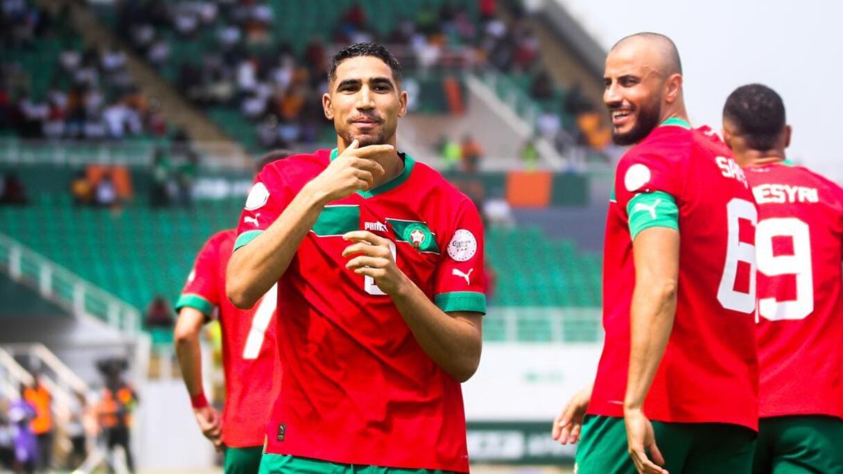 Achraf Hakimi, auteur du but des Lions de l'Atlas contre la RD Congo, le 21 janvier 2024.
