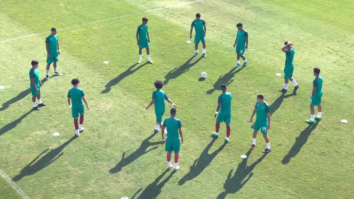 Les Lionceaux de l’Atlas U20 lors d'une séance d'entrainement.