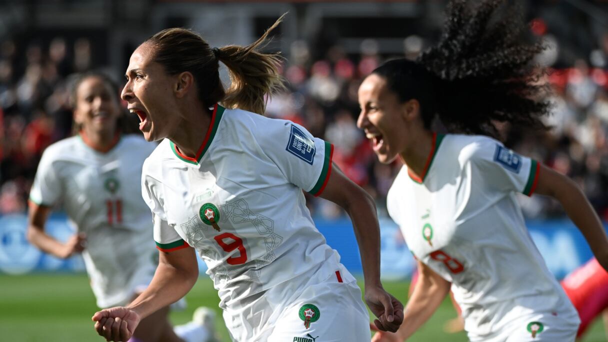 La joie d'Ibtissam Jraidi après son but contre la Corée du Sud, le dimanche 30 juillet 2023.