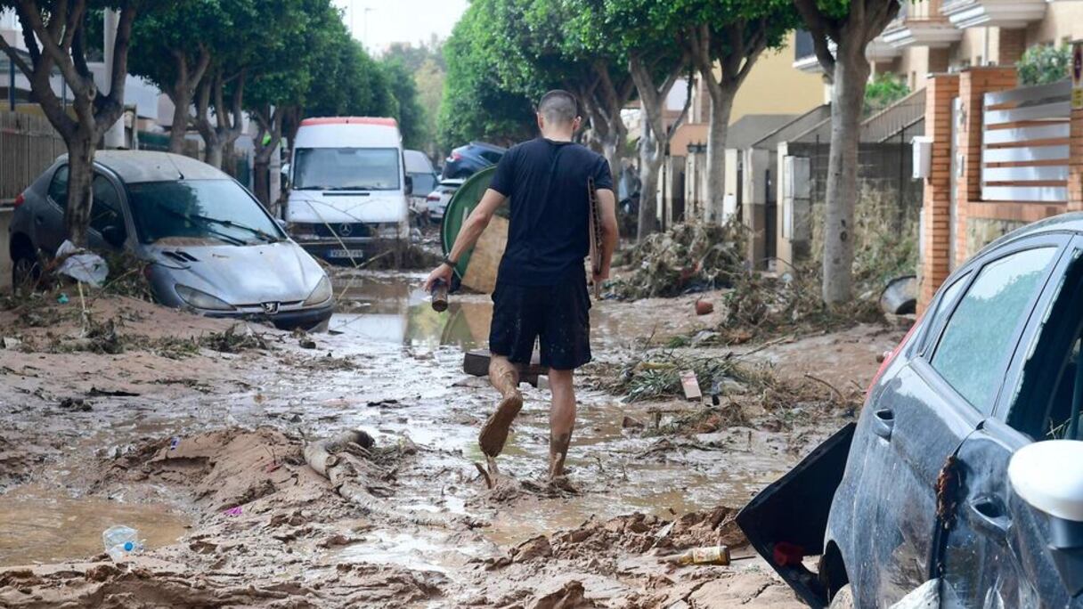 Une scène des inondations ayant frappé l'Espagne.