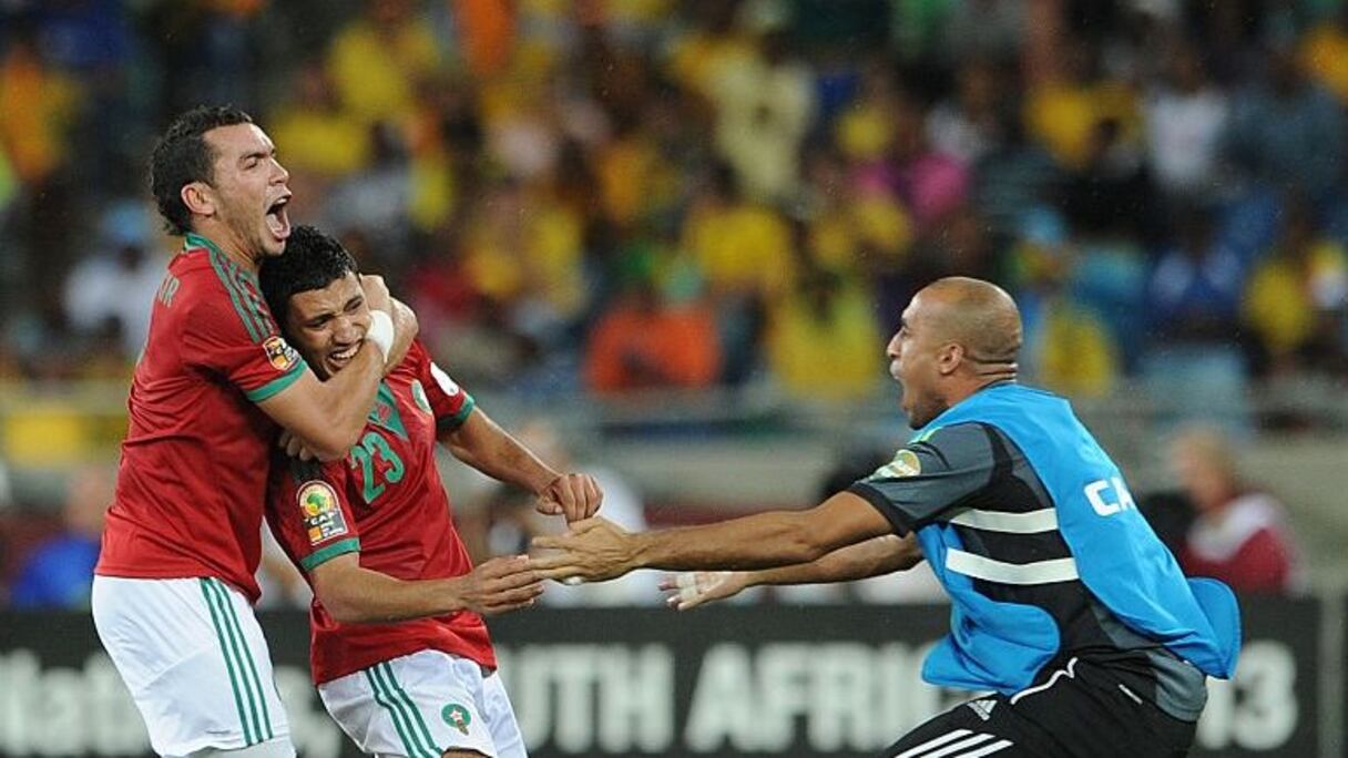 Abdelilah Hafidi après son but face à l'Afrique du Sud (CAN2013)