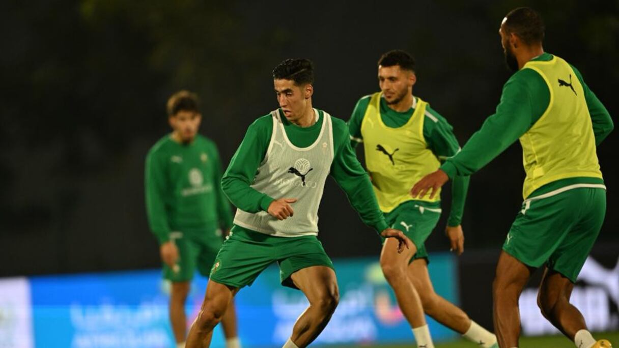 Nayef Aguerd à l'entrainement au Complexe Mohammed VI, le jeudi 4 janvier 2024.