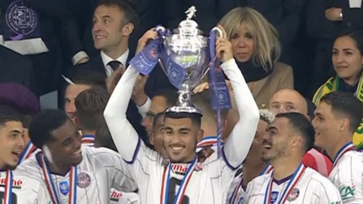 Zakaria Aboukhlal, vainqueur avec Toulouse de la Coupe de France, samedi 29 avril 2023.