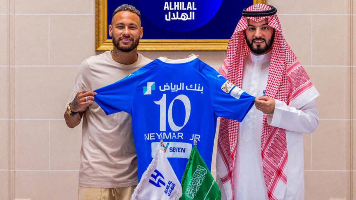 Neymar lors de sa présentation au club saoudien d'Al-Hilal