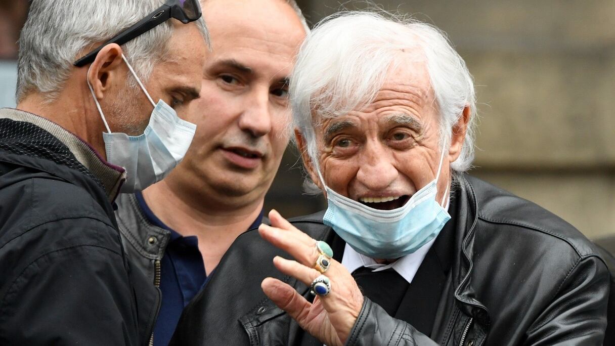 L'acteur français Jean-Paul Belmondo, une des plus grandes stars du cinéma français d'après-guerre, est décédé lundi 6 septembre 2021. Ici, après les funérailles de feu l'humoriste français Guy Bedos, le 4 juin 2020.