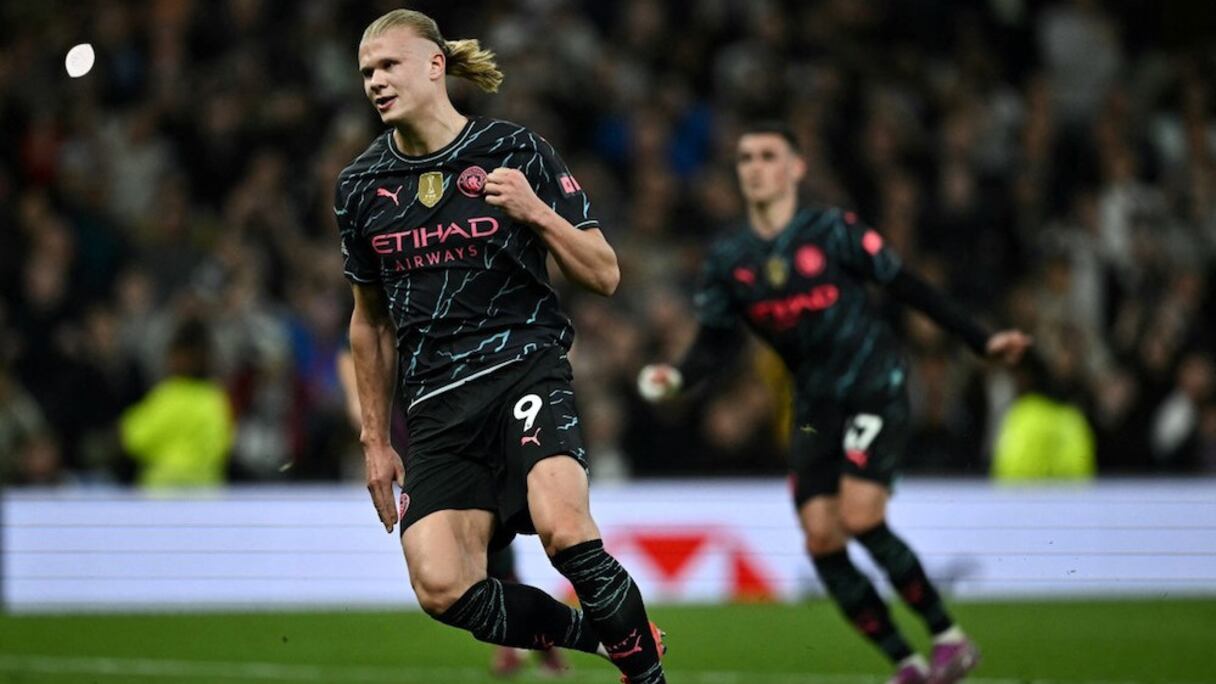 Erling Haaland, double buteur pour Manchester City contre Tottenham, le 14 mai 2024.