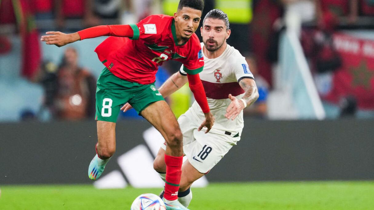 Azzedine Ounahi avec les Lions de l'Atlas au Mondial 2022.