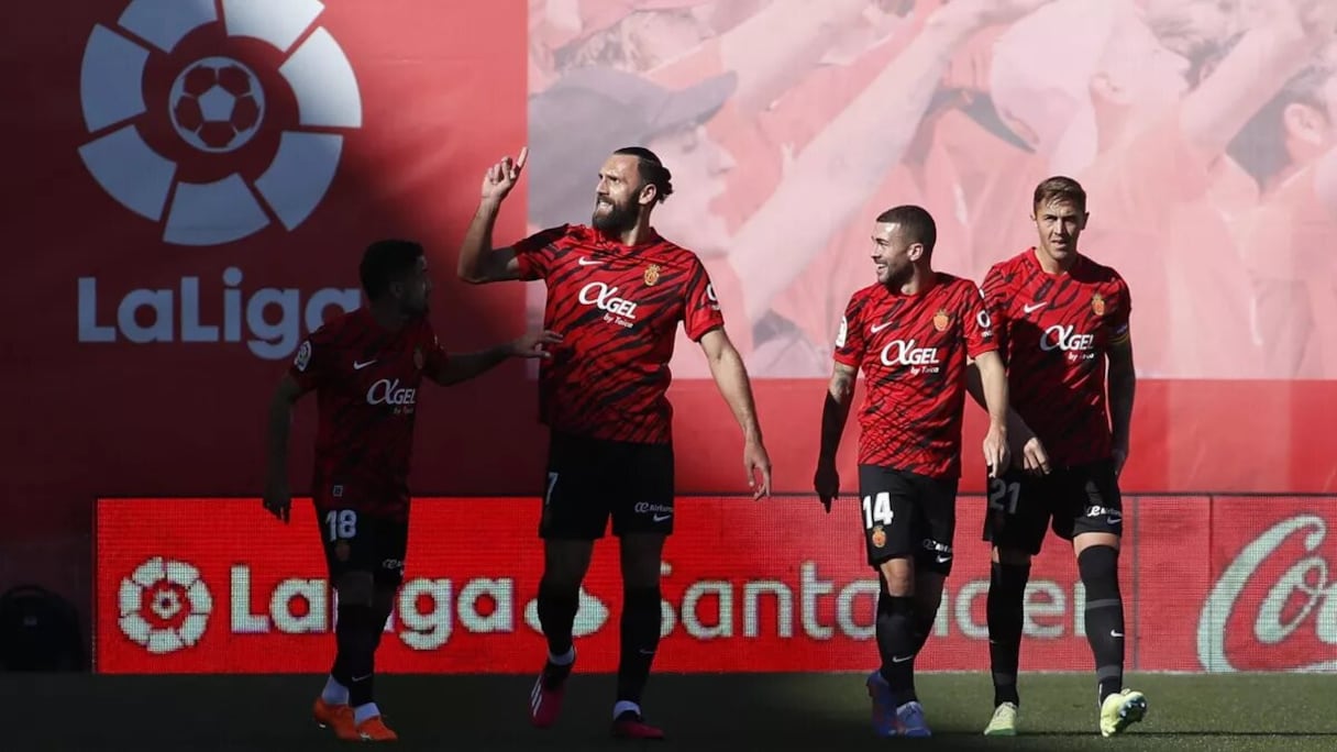 L'attaquant kosovar de Majorque célèbre le but victorieux de son équipe contre le Real Madrid, le 5 février 2023.