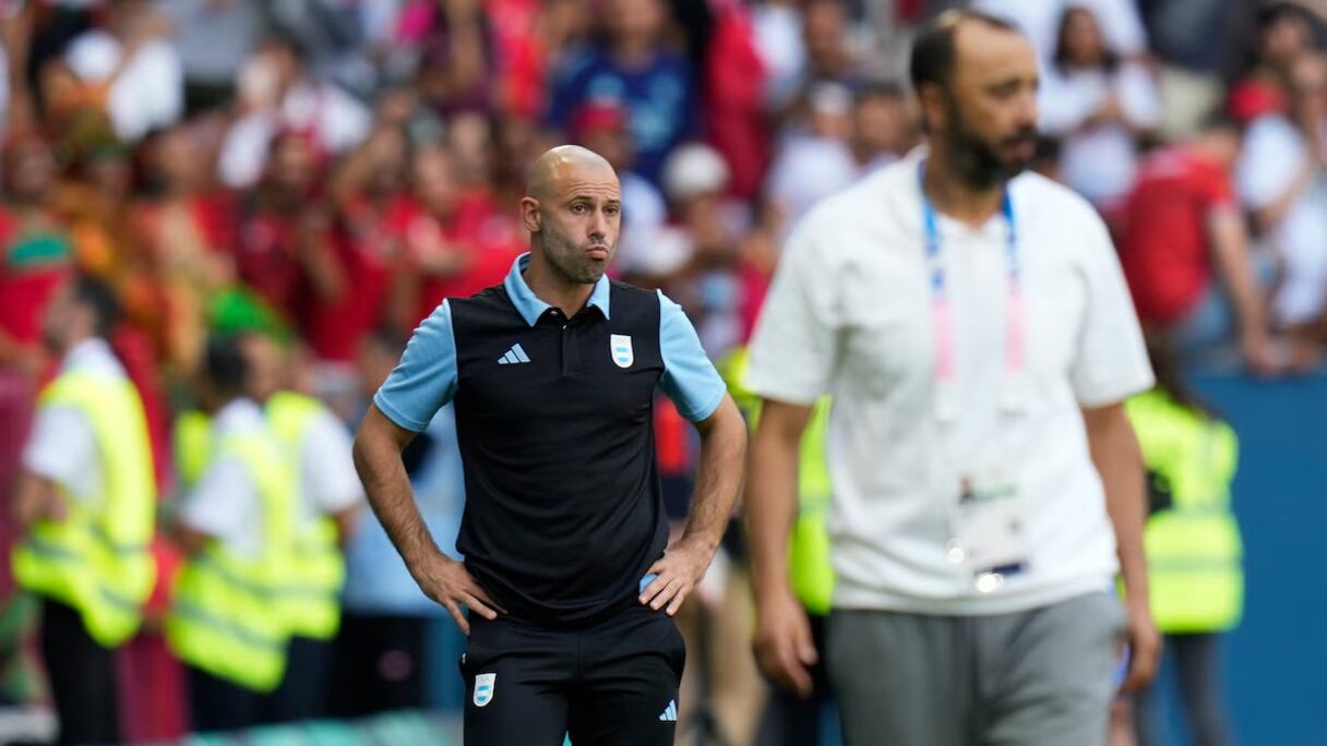 Javier Mascherano, contre les Lionceaux de l'Atlas (1-2), lors du premier match des groupes des Jeux Olympiques Paris 2024.
