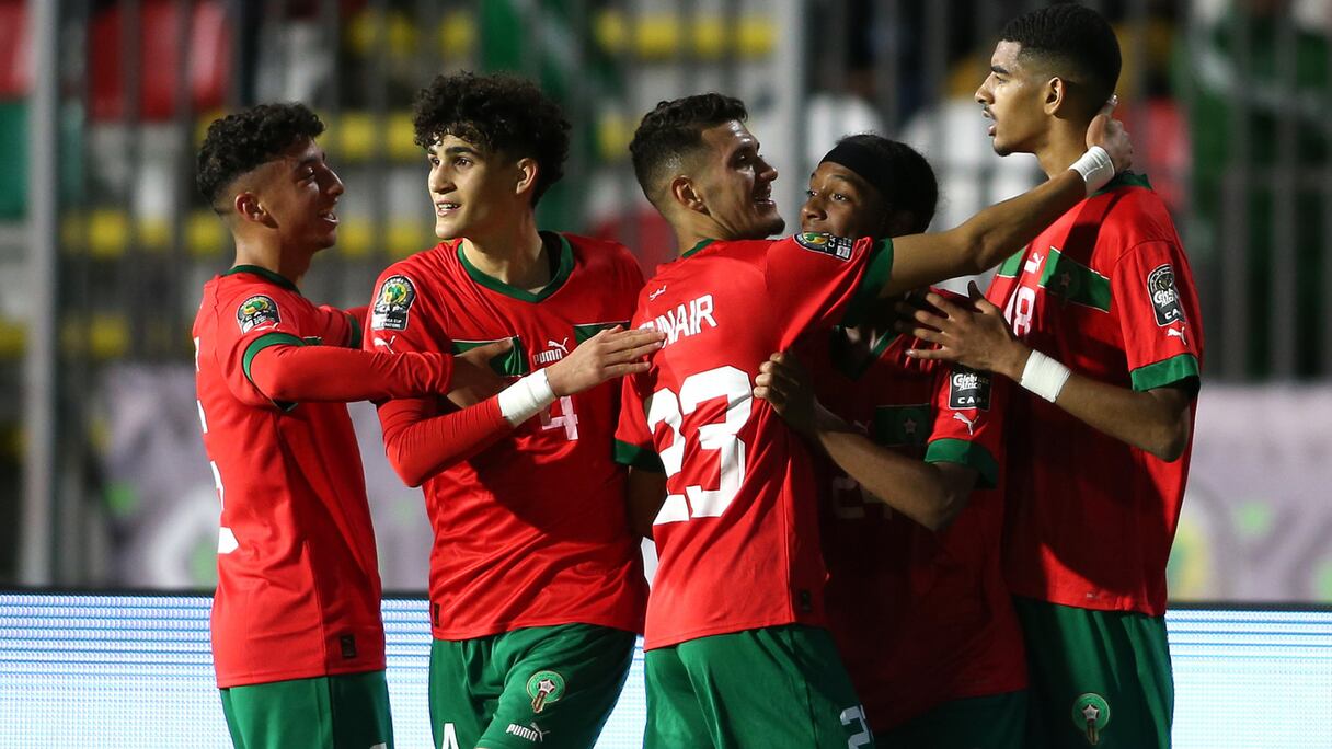 La joie des Lionceaux de l'Atlas contre l'Algérie, le mercredi 10 mai 2023.