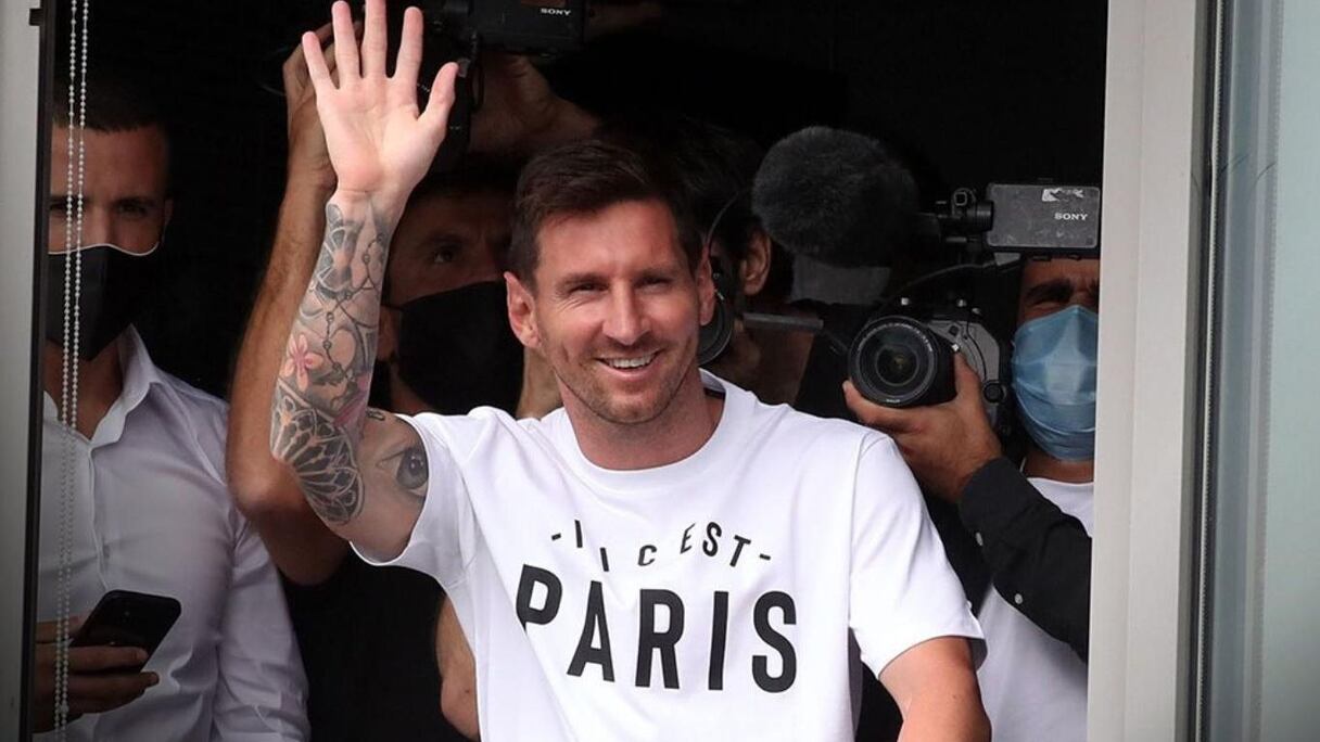 Lionel Messi à son arrivée à Paris.