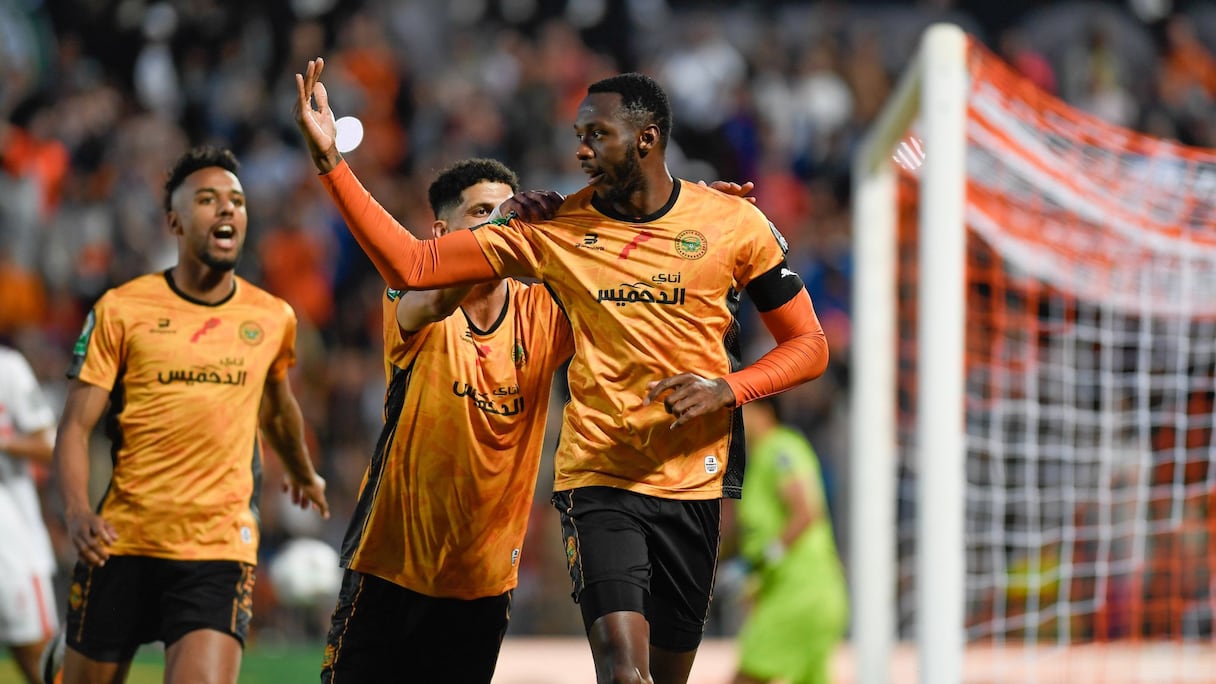 La joie des joueurs de la Renaissance de Berkane contre le Zamalek, le dimanche 12 mai 2024.