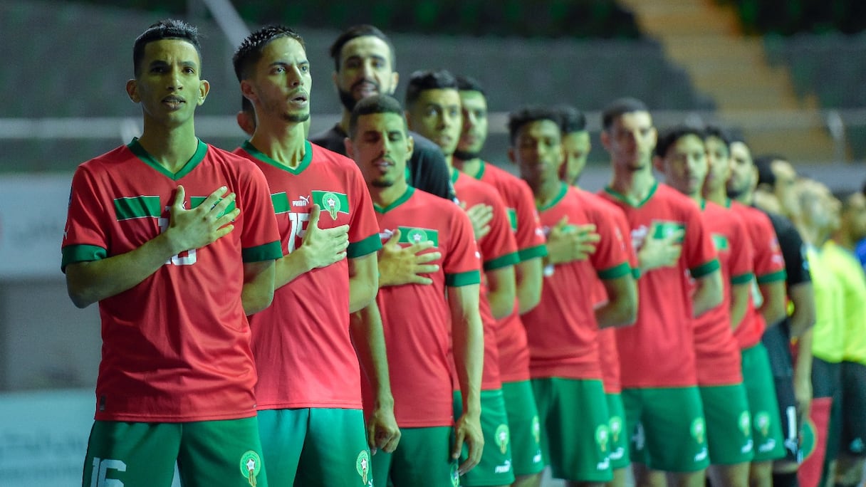 Les Lions de l'Atlas en finale de la Coupe arabe de futsal, le 16 juin 2023.