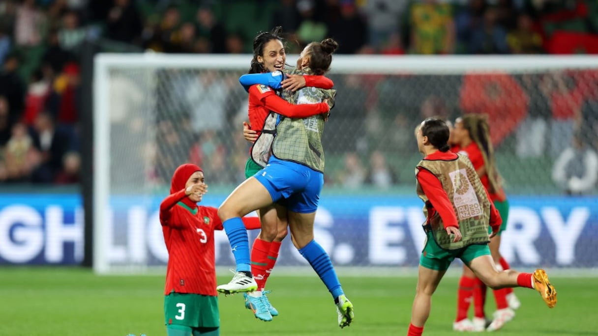 La joie des Lionnes de l'Atlas après leur qualification pour le second tour de la Coupe du Monde 2023, jeudi 3 août.