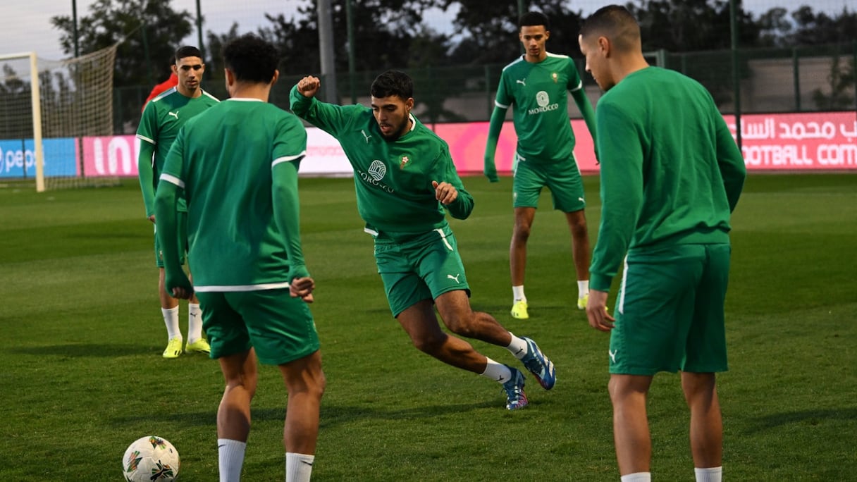 Dernier entraînement avant le départ des Lions de l’Atlas pour la Côte d’Ivoire, le samedi 6 janvier 2024.