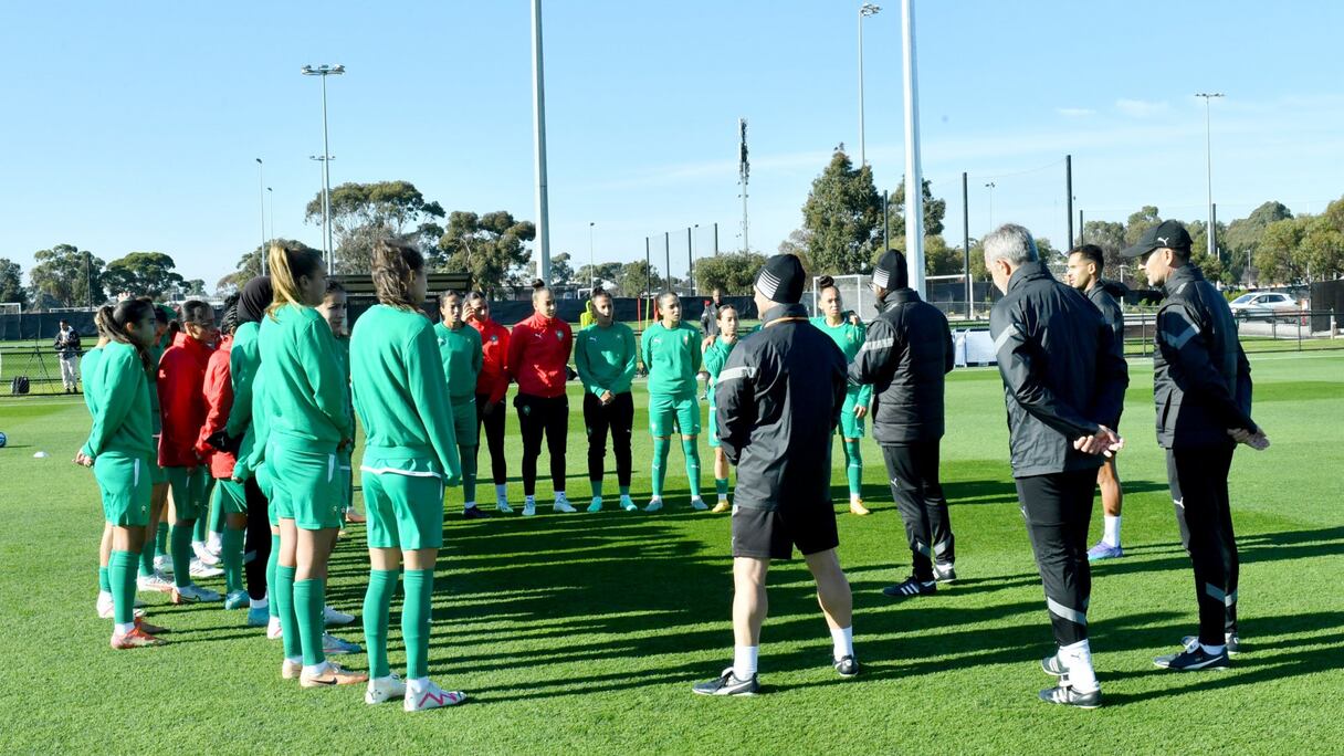 Séance d'entraînement des Lionnes de l'Atlas avant Maroc-Corée du Sud.