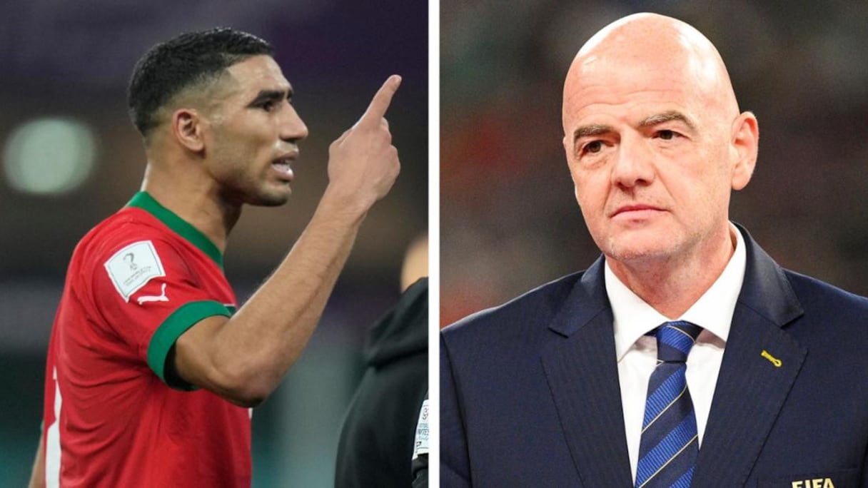 Achraf Hakimi et Gianni Infantino.