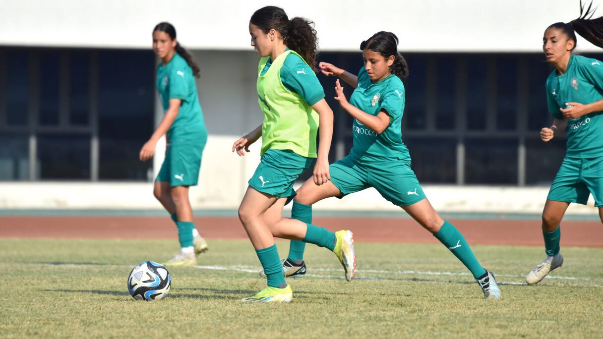 Les Lioncelles de l’Atlas U17 lors d'une séance d'entrainement à Lusaka en Zambie.