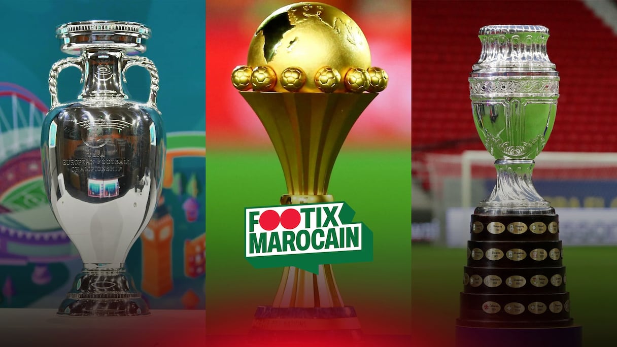 Les trophées de l'Euro, de la CAN et de la Copa America.