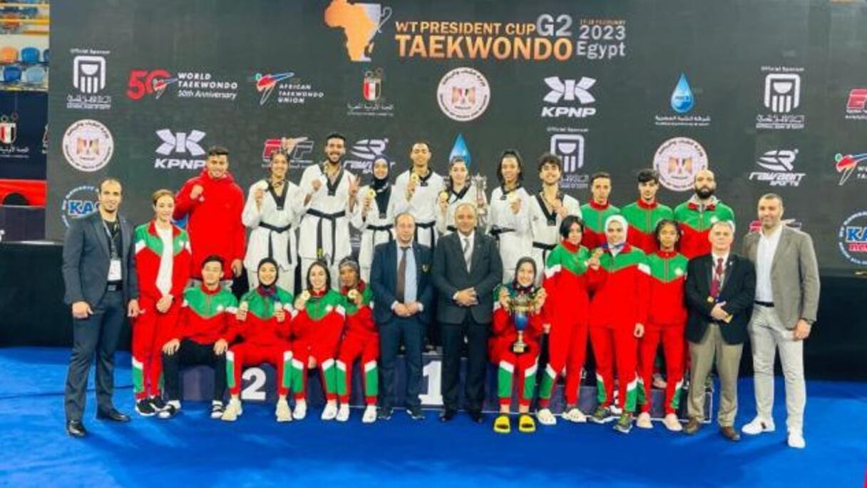 La sélection marocaine de taekwondo.
